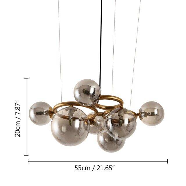Lustre design à LED avec plusieurs boules en verre Dining Hang