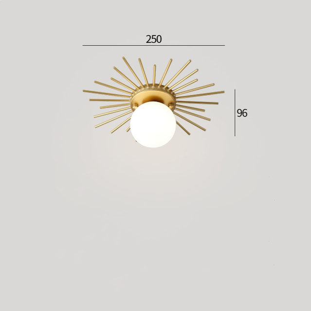 Lámpara de techo moderna con bola de cristal y metal dorado Joha