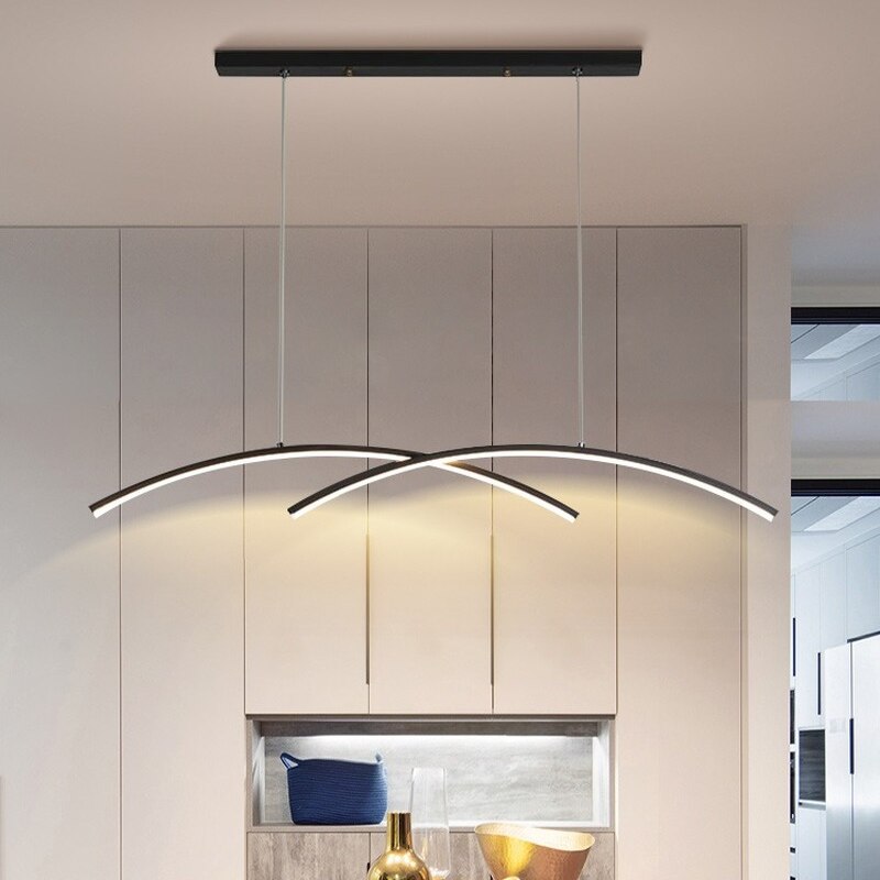 LED chandelier in the shape of a metallic arc Roxanna