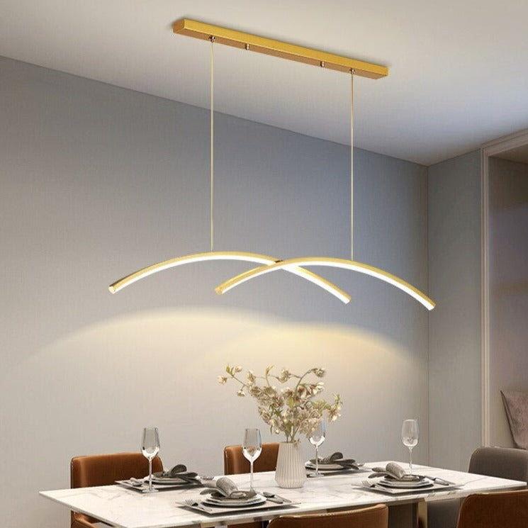 LED chandelier in the shape of a metallic arc Roxanna