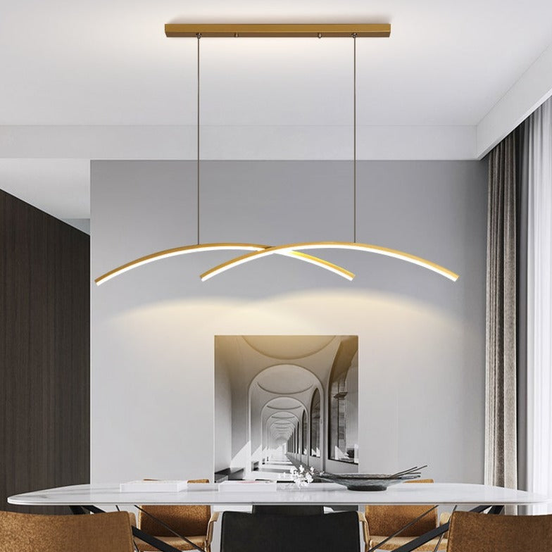 LED chandelier in the shape of a metallic arc Roxanna