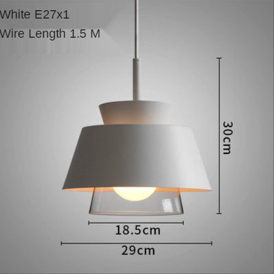 pendant light modern with double lampshades in glass and metal Delcio