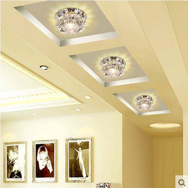 Plafonnier LED en cristal et mirroir