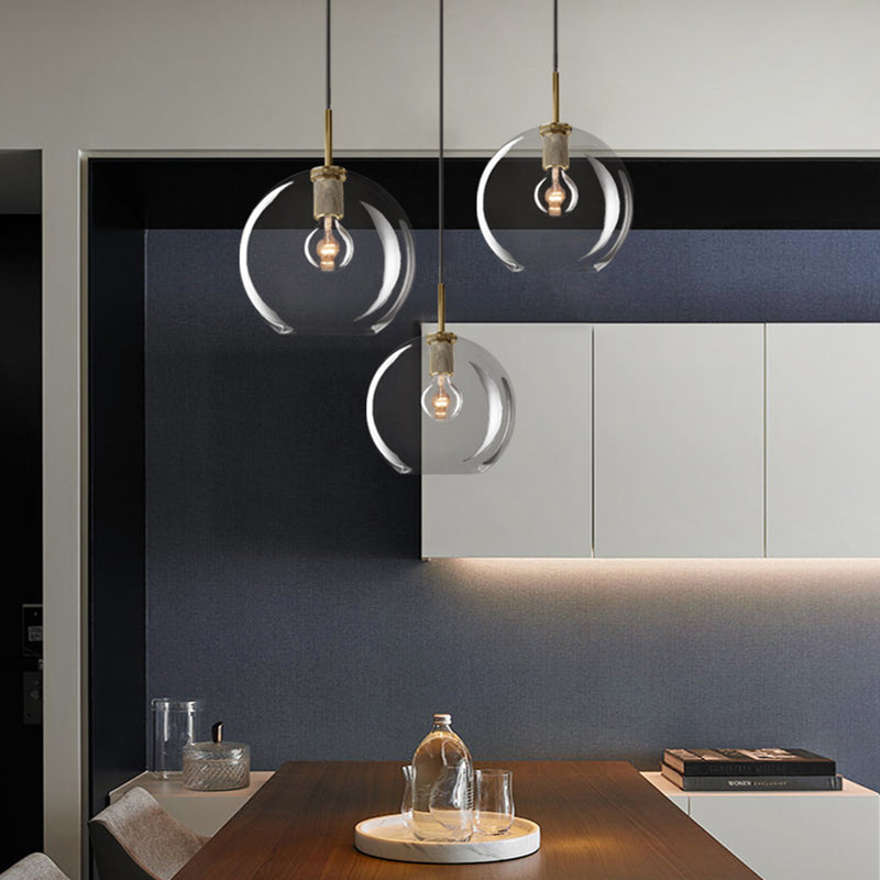 pendant light industrial glass and gold metal Haivy