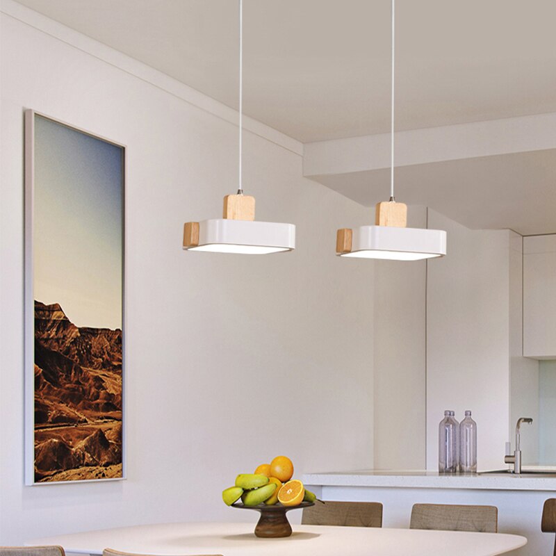 pendant light Scandinavian LED with lampshade wood Ainhara