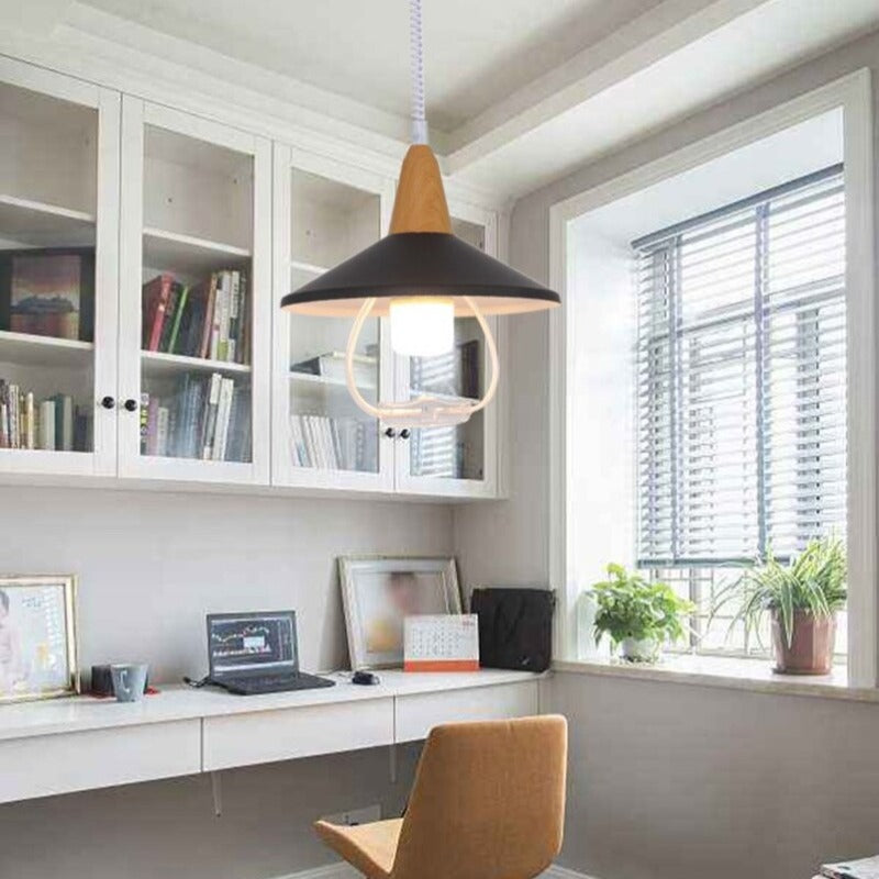 pendant light industrial lampshade conical almost flat Casilda