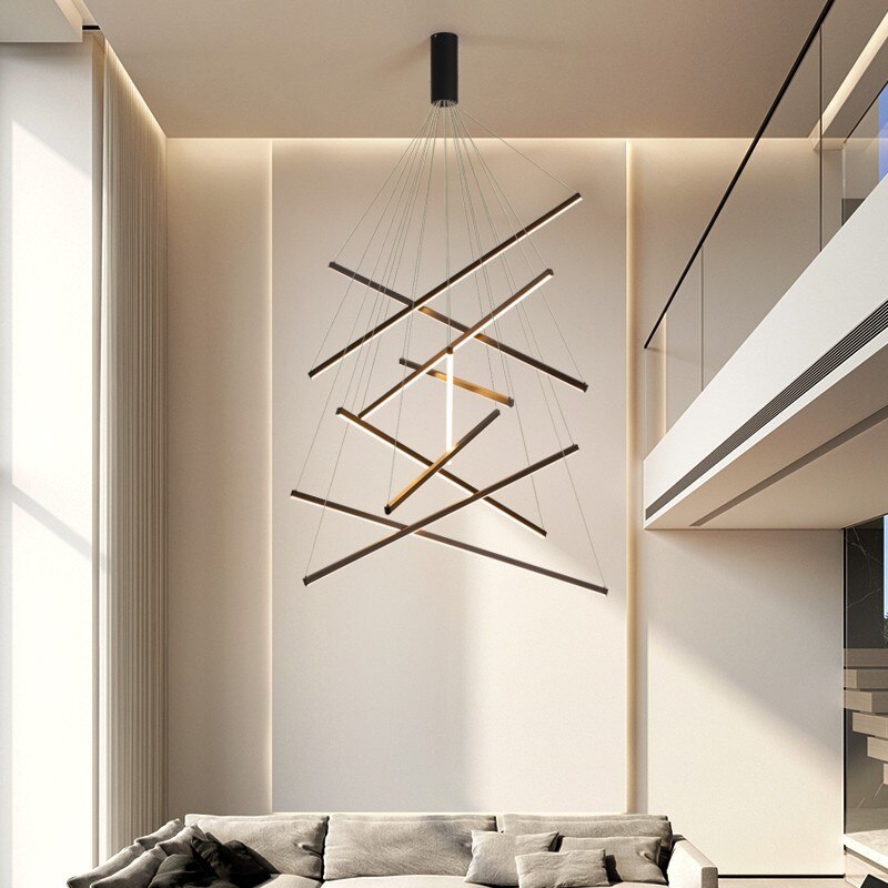 Lustre design LED avec baguettes métalliques lumineuses Solana