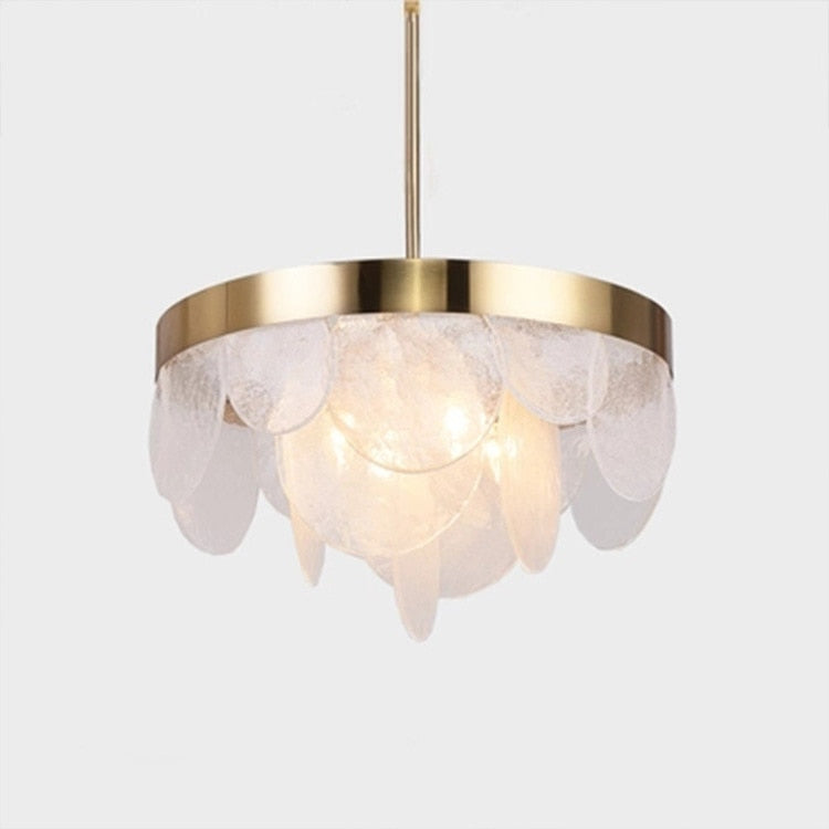 Modern gold LED design chandelier with white Art glass round
