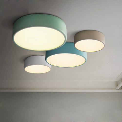 Modern circular LED ceiling lamp in coloured metal Beryl
