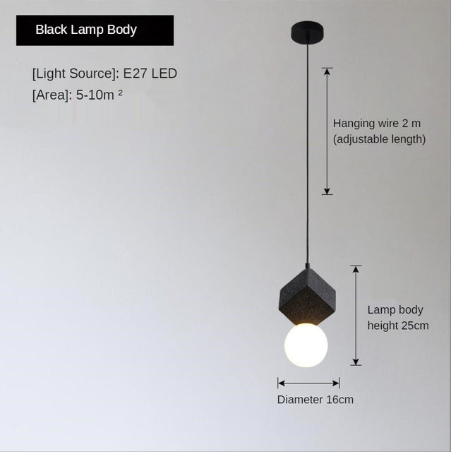 pendant light modern LED resin block Wayne