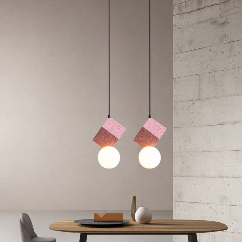 pendant light modern LED resin block Wayne