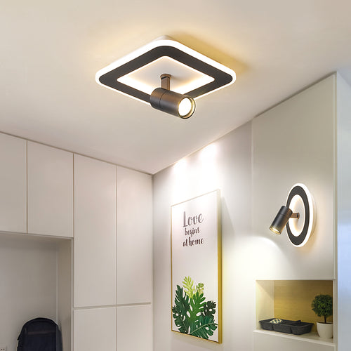 Moderna lámpara de techo LED con base geométrica y foco Mavir