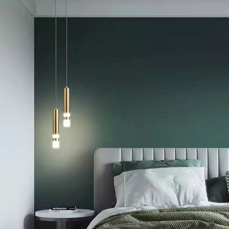 Lámpara de araña design Tubo de luz LED dorado o negro Amias