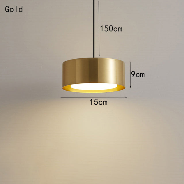 Lámpara de suspensión moderno cilindro LED corto y metálico Reese