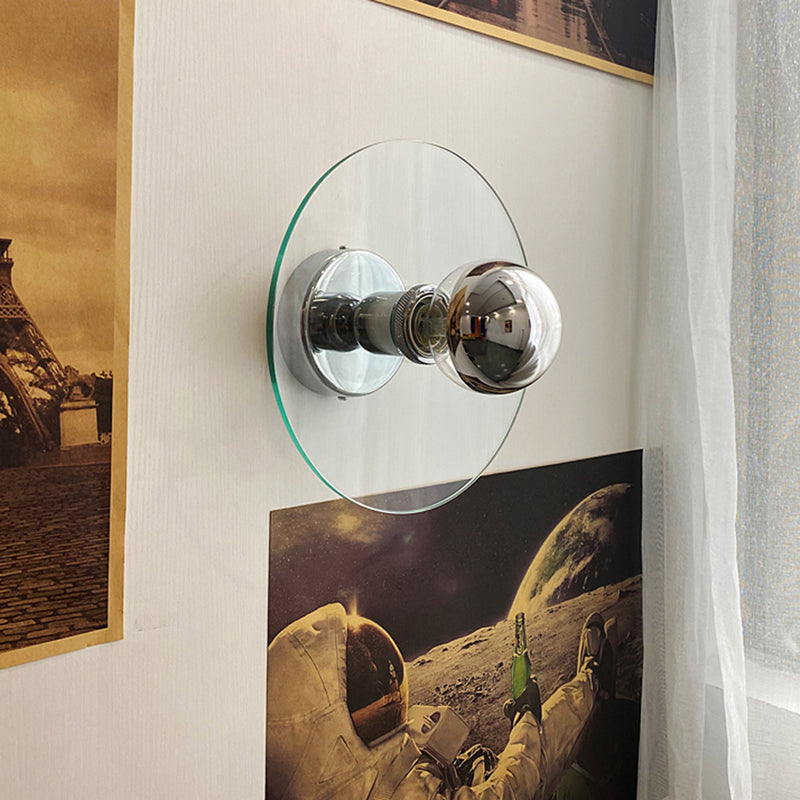 Lámpara de pared vintage con pantalla de cristal circular Silas