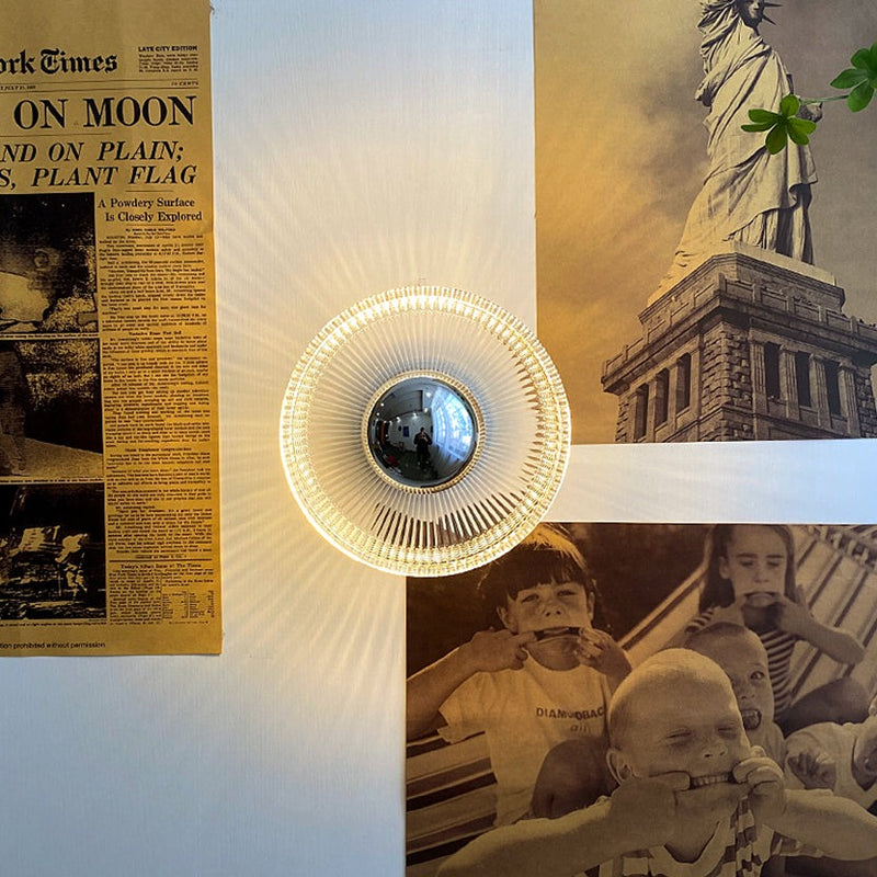 Lámpara de pared vintage con pantalla de cristal circular Silas