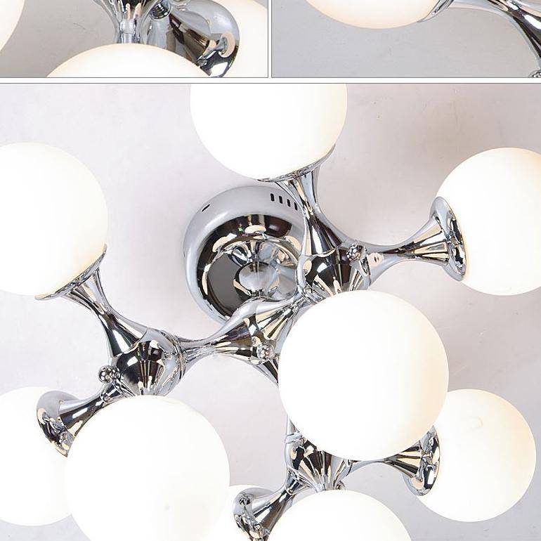 Chrome-plated ceiling lamp with modern LED molecule style