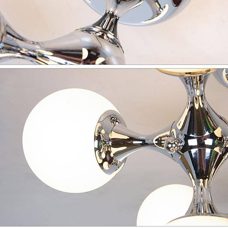 Chrome-plated ceiling lamp with modern LED molecule style