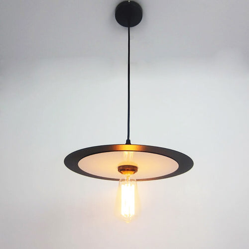 Lámpara de suspensión industrial con sombra circular y plana Oxaly