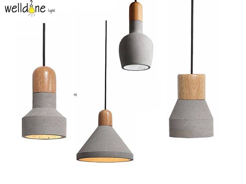 pendant light Scandinavian wood and cement Loft