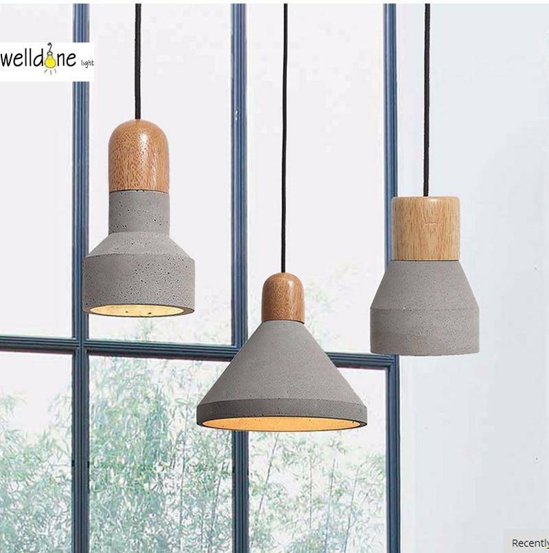 pendant light Scandinavian wood and cement Loft