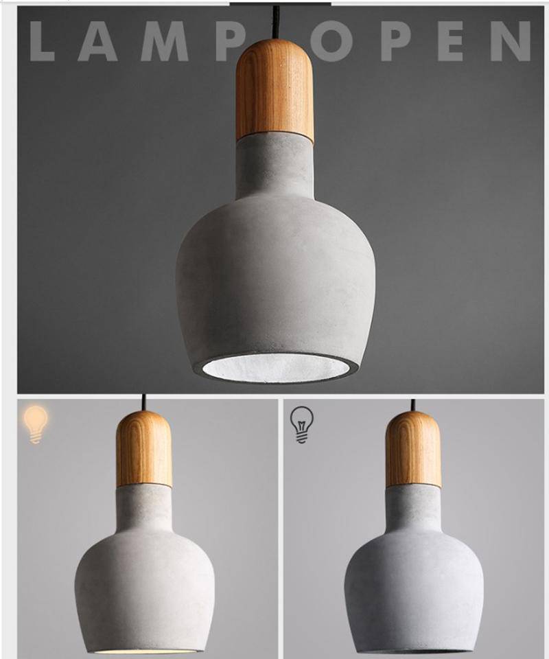 Lámpara de suspensión Loft escandinavo de madera y cemento