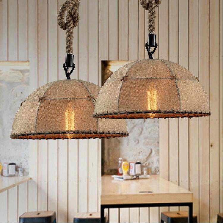 pendant light rustic half ball retro Rope