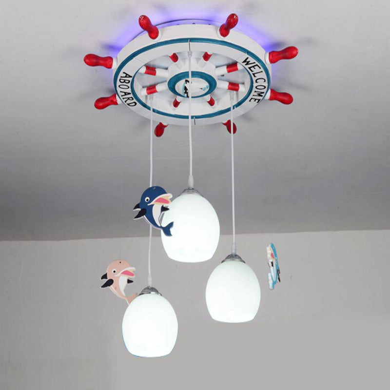Children's ceiling light LED colour wheel with hanging dolphin