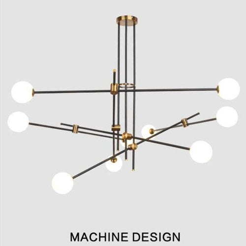 Black design chandelier with several branches and Retro glass