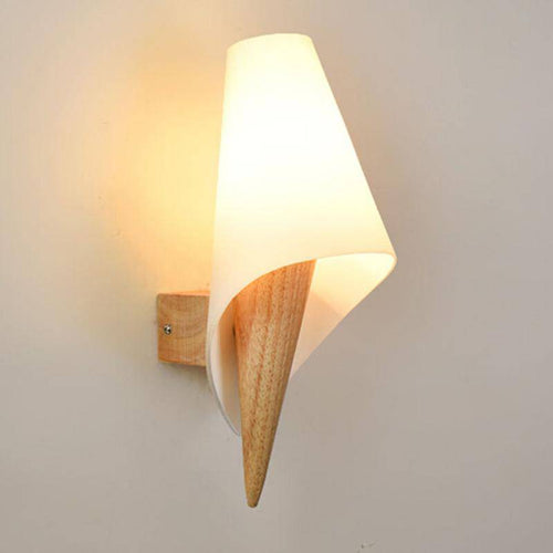 wall lamp rounded design wall in wood and glass