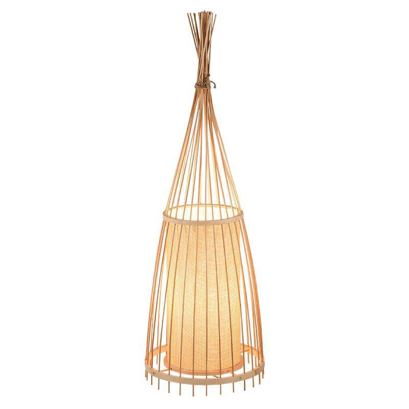 Lámpara de pie de bambú, estilo japonés