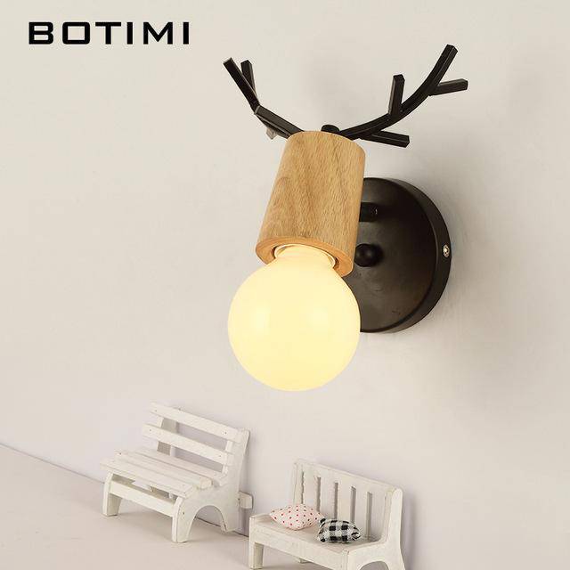 wall lamp Wooden deer wall (black or white)