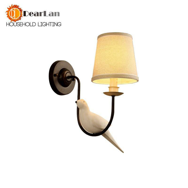 wall lamp LED wall with lampshade and perched bird