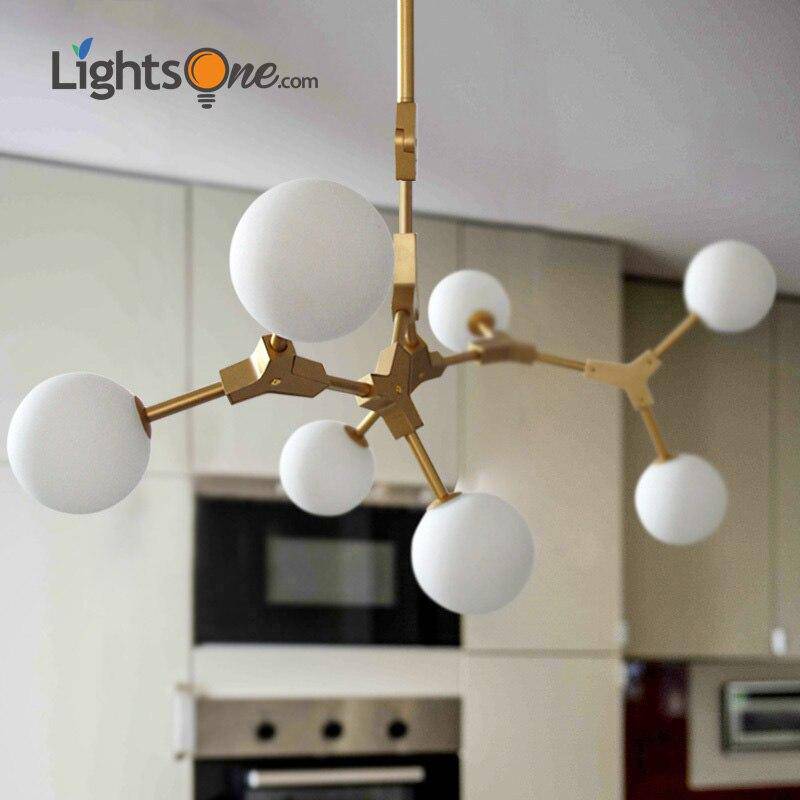 pendant light LED design in gold metal and glass balls Loft