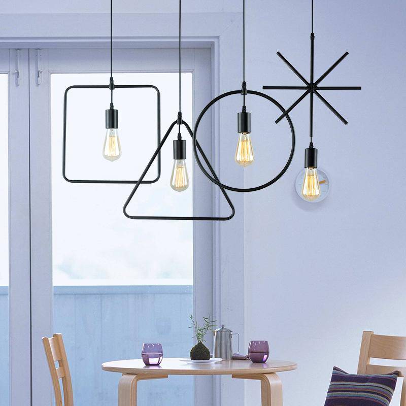 Pendant light in geometric shape square, round, triangle, star