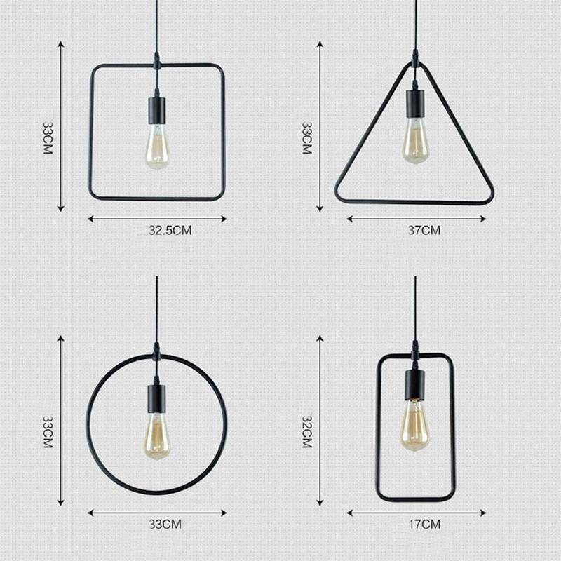Lámpara de suspensión en formas geométricas: cuadrado, redondo, triángulo, estrella
