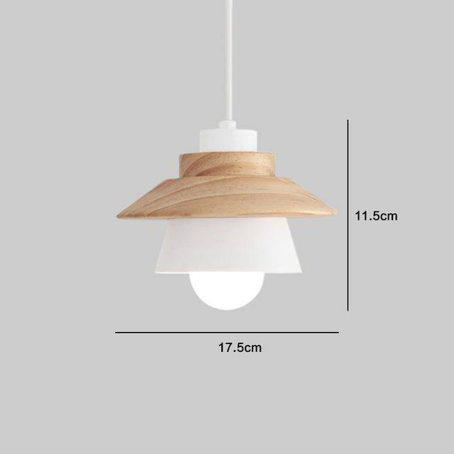 pendant light conical design in wood and metal (black or white)