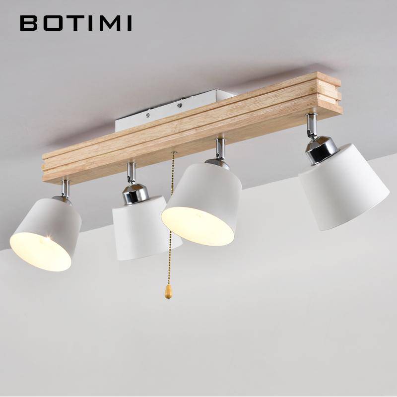 Lámpara de techo LED regulable en madera y metal