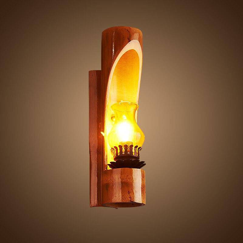 wall lamp rustic LED bamboo cylindrical Loft