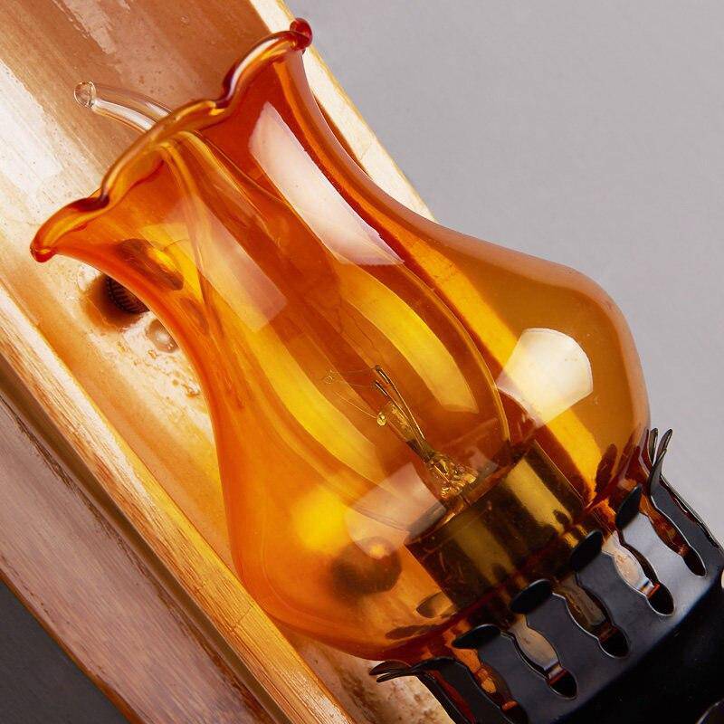 Applique rustique LED bambou cylindrique Loft