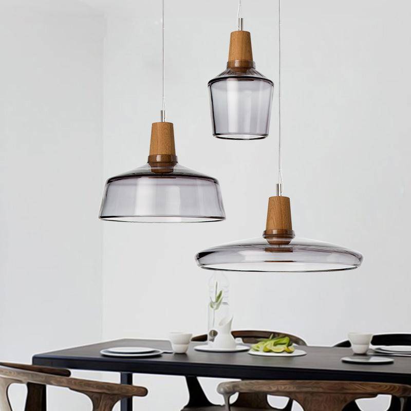 Glass LED pendant light of different shapes