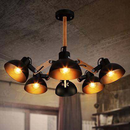 Lustre en bois et métal antique rustique Country