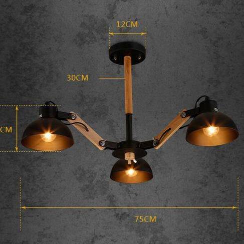 Lustre en bois et métal antique rustique Country