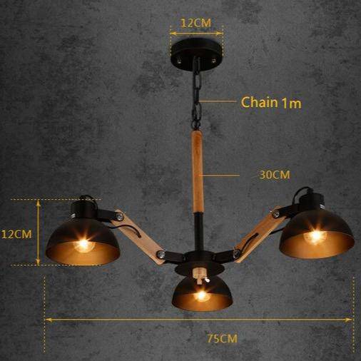Lustre en bois et métal antique rustique Country
