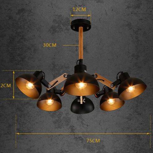 Lustre en bois et métal antique rustique Country
