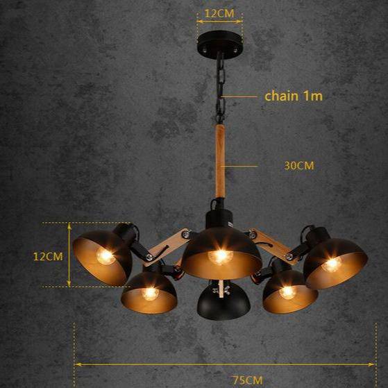 Lustre en bois et métal antique rustique Country