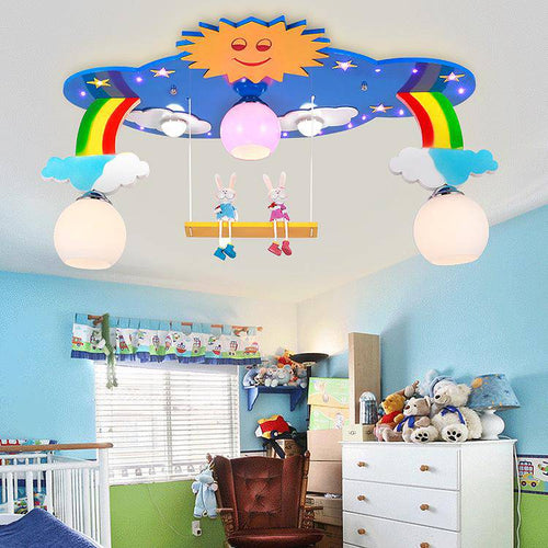 Lámpara de techo para niños con arco iris y columpio