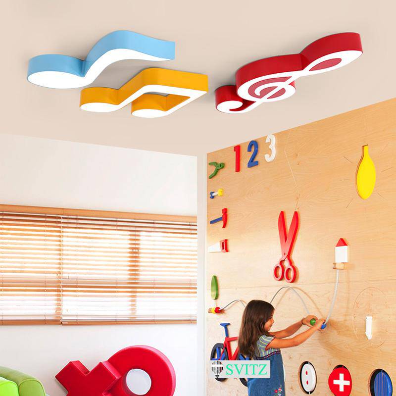 Lámpara LED de techo para niños con notas musicales