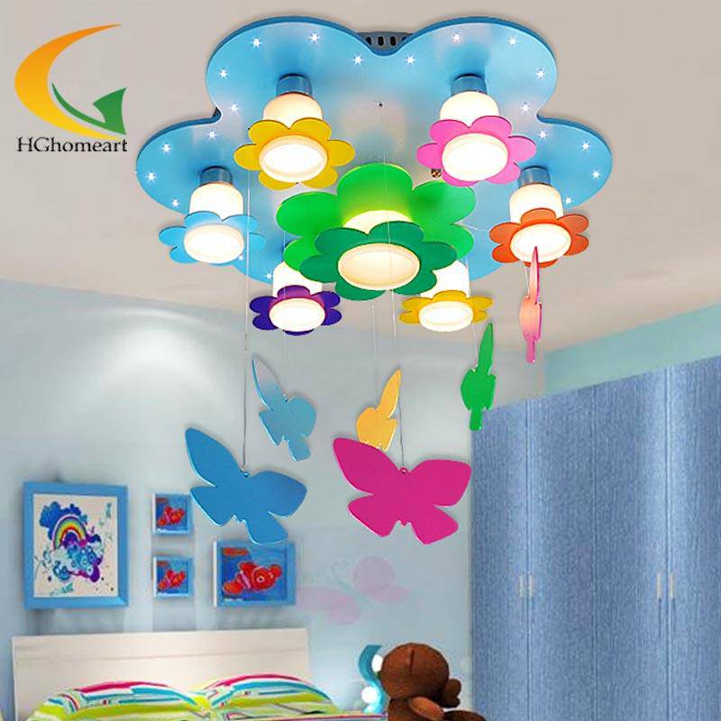Lámpara de techo LED para niños con forma de flores multicolores