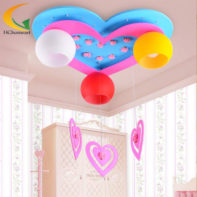 Blue and pink heart shaped LED child's ceiling